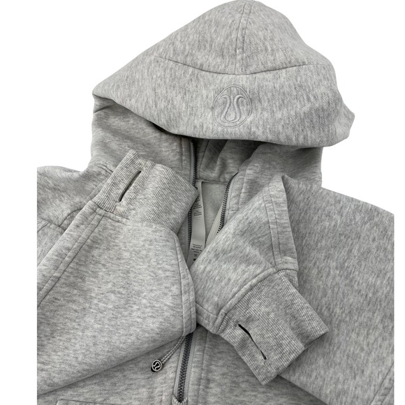 Lululemon Scuba Oversized Half Zip Hoodie Light Grey Cropped Thumbholes Sz XS/S - Picture 5 of 9